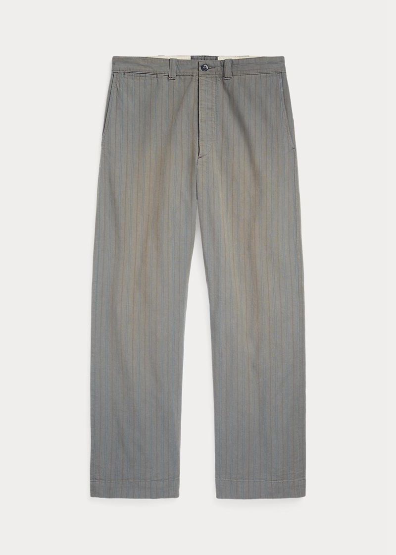 Pantalones RRL Hombre Striped Field Chino Chile Gris MOQRH-3089